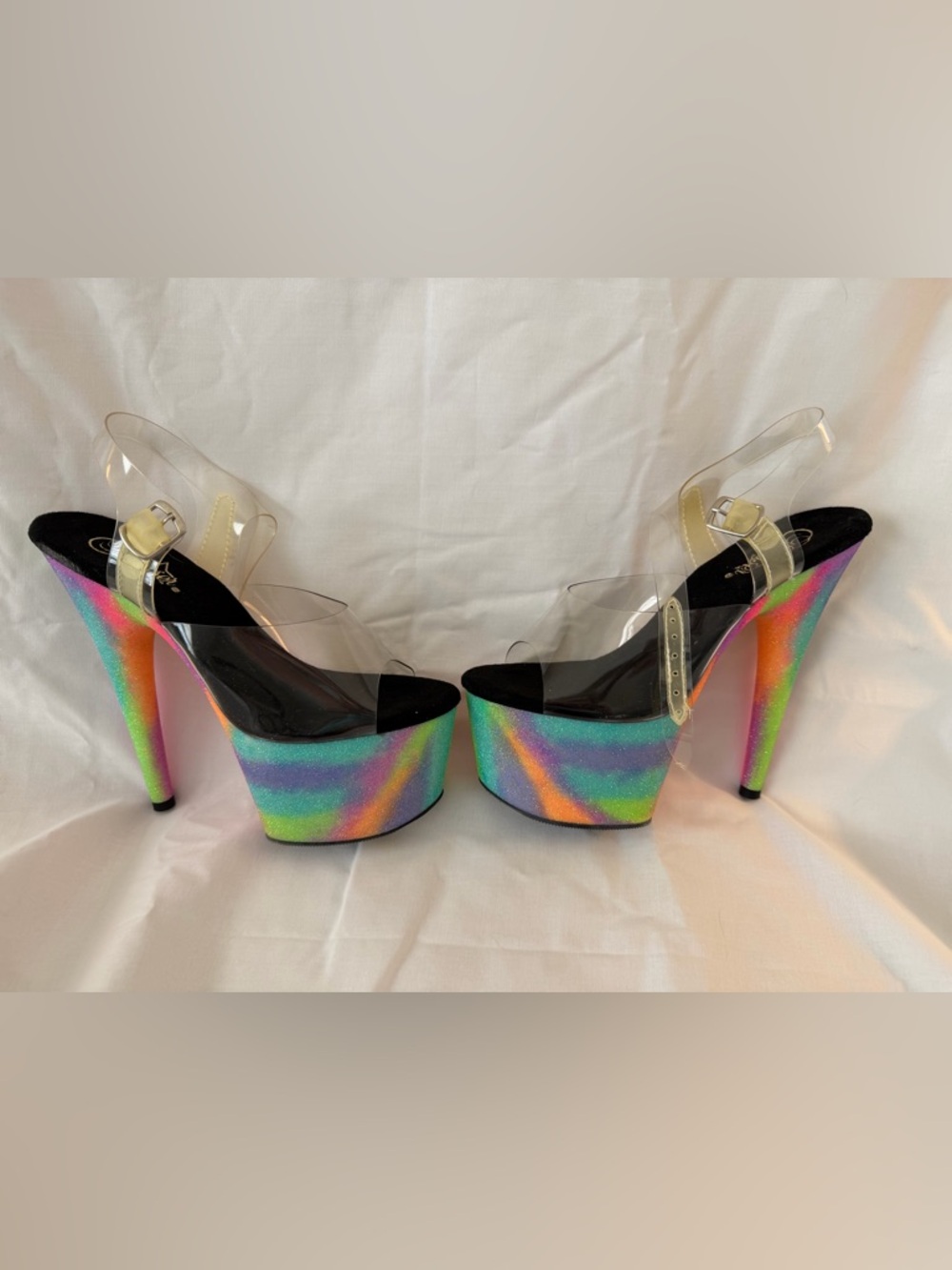 Pleaser Multicolor Glitter Platform Heels